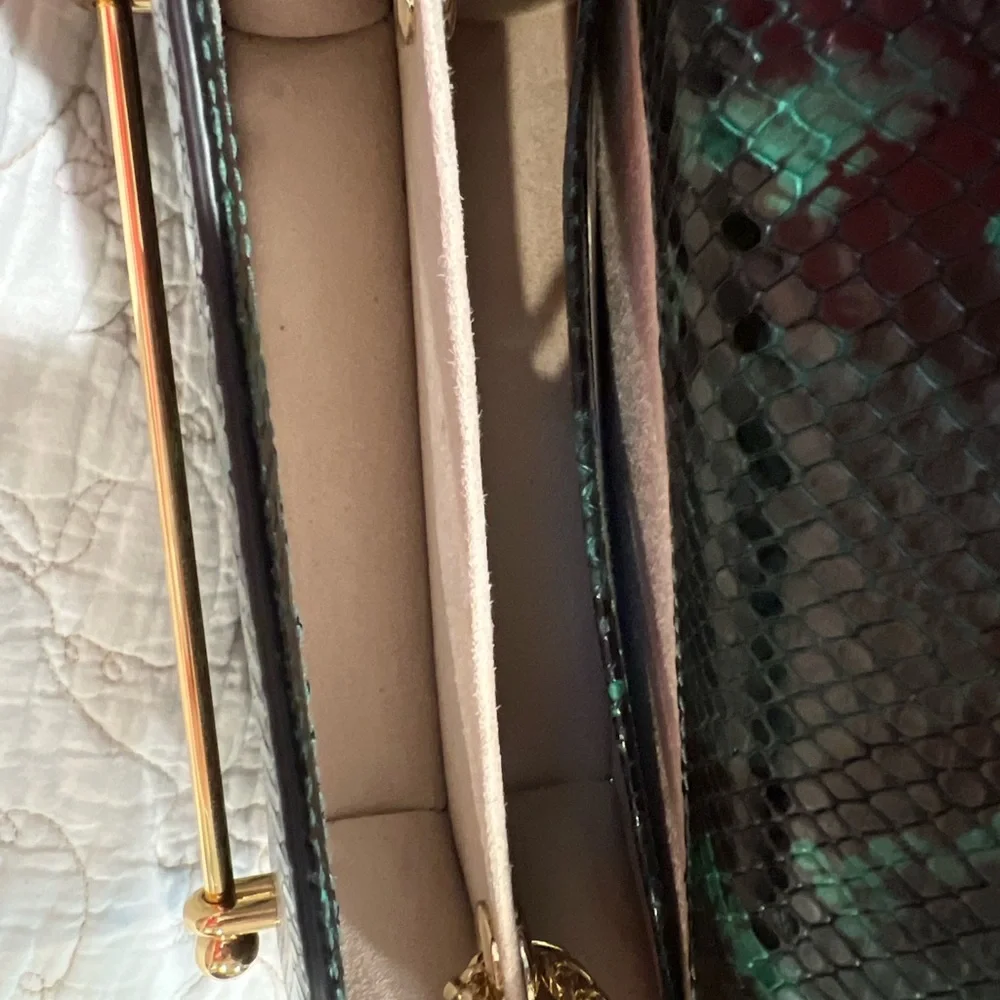 Strathberry Green Snake-Embossed Leather Crossbody with Gold Hardware - Picture 2 of 6